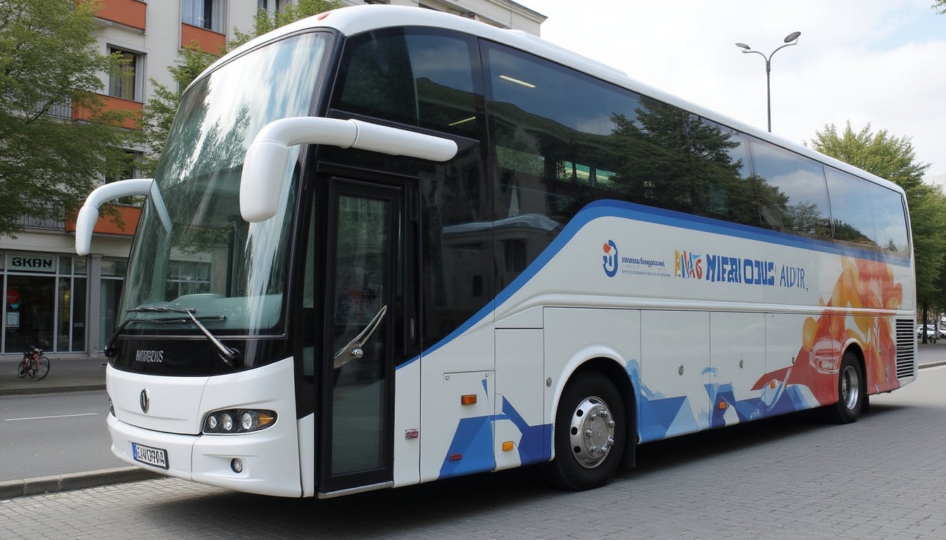 Microbuz modern pe ruta Sibiu Brașov, simbolizând o alegere ideală de transport.